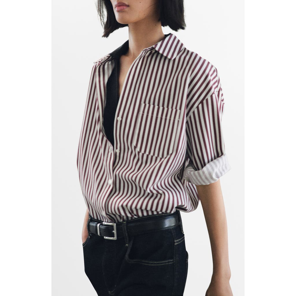 Mango Stripe Cotton Blend Button-up Shirt In Multi