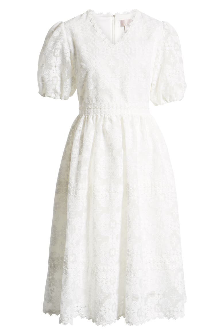 V-Neck Lace Dress, Alternate, color, WHITE