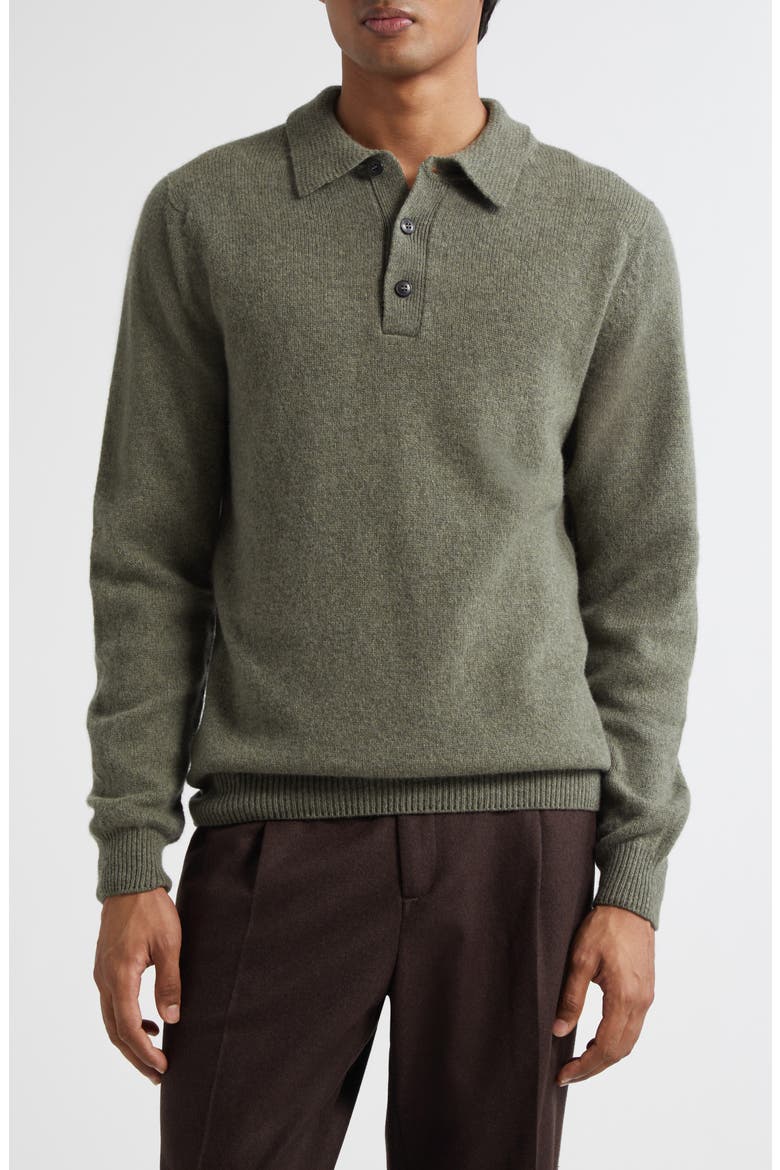 Lambswool Polo Sweater, Main, color, SEA MOSS
