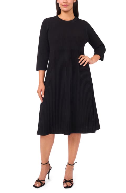 Rib Fit & Flare Sweater Dress (Plus)