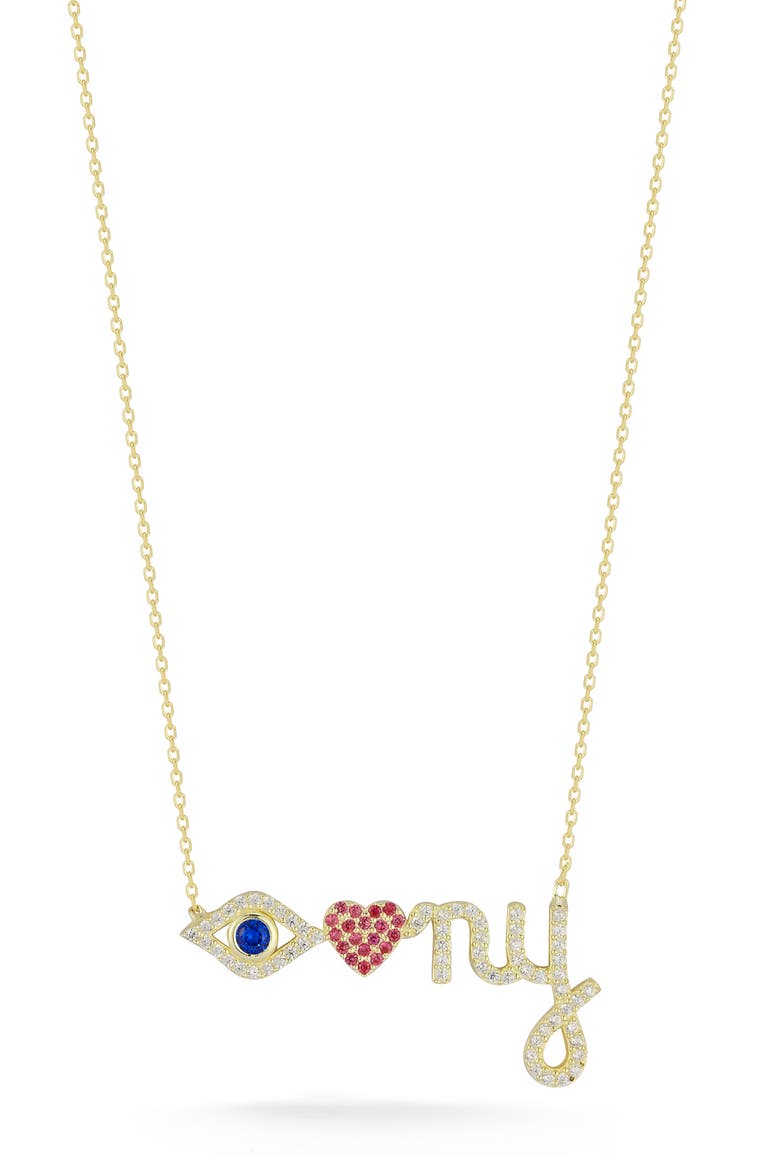 14K Gold Plated CZ Pendant Necklace, Main, color, GOLD