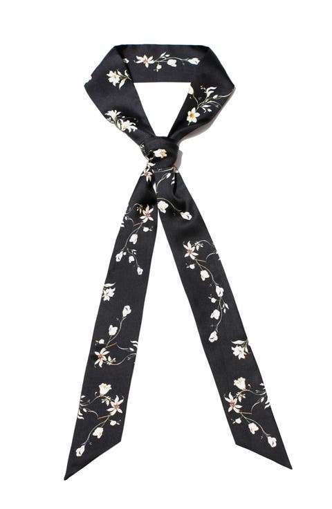Silk Skinny Scarf Starlit Bloom