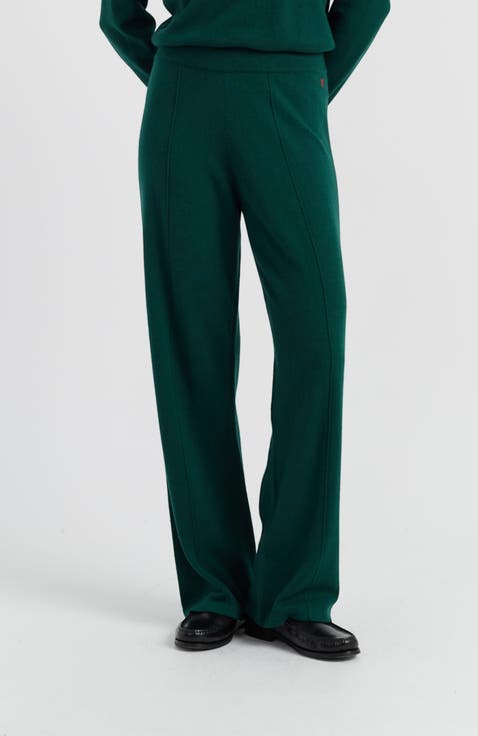 Wool Cashmere Wide Leg Track Pants