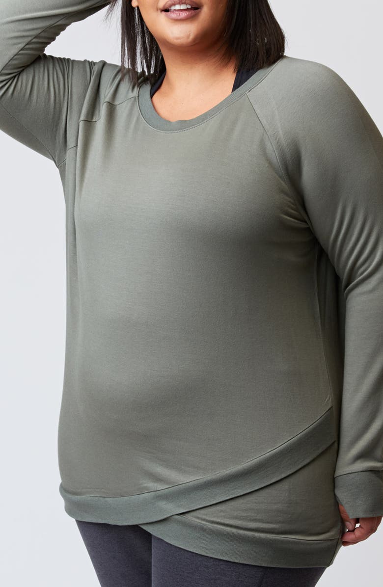 Threads 4 Thought Feather Fleece Long Sleeve Tunic Top, Alternate, color, Heather Ranger Green