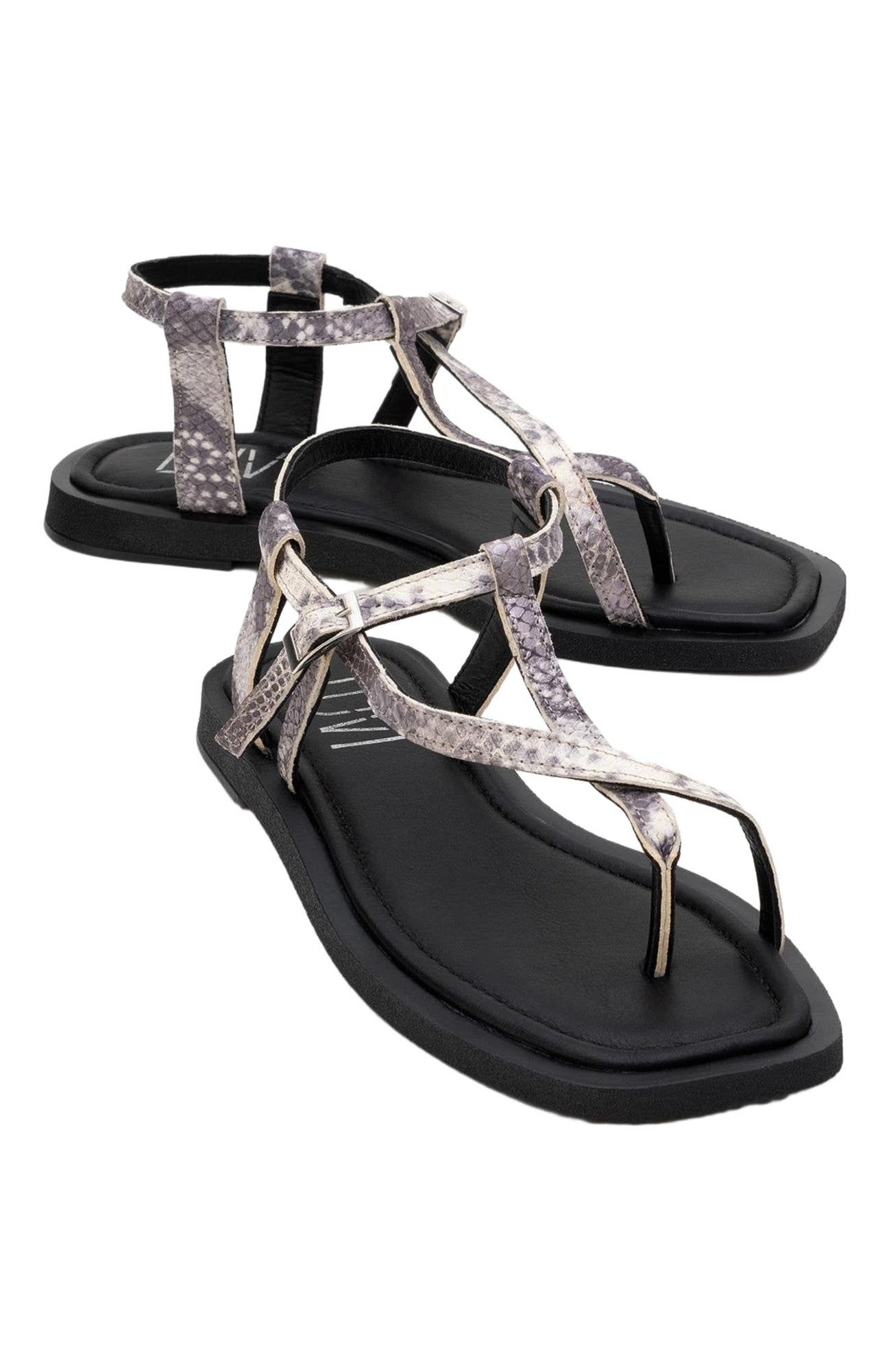 Forever & Always Shoes Morgana Leather Thong Sandal, Main, color, Black Leather