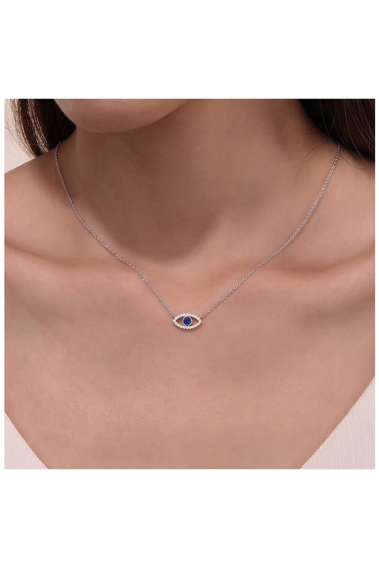 Evil Eye Lab Created Sapphire & Simulated Diamond Pendant Necklace, Alternate, color, BLUE