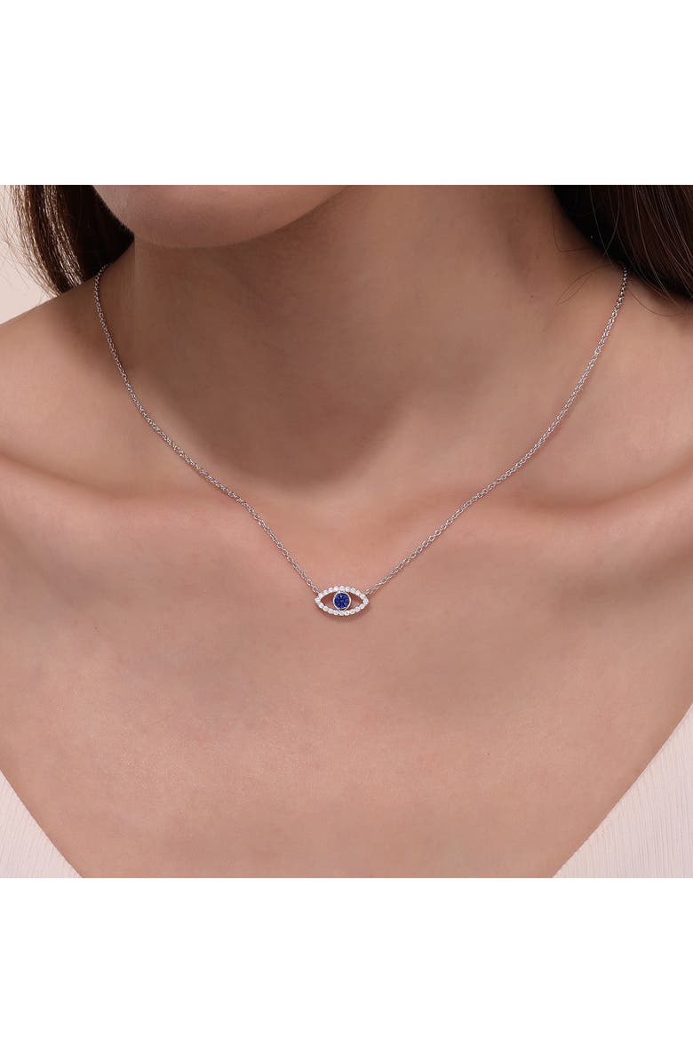 Lafonn Evil Eye Lab Created Sapphire & Simulated Diamond Pendant Necklace, Alternate, color,
