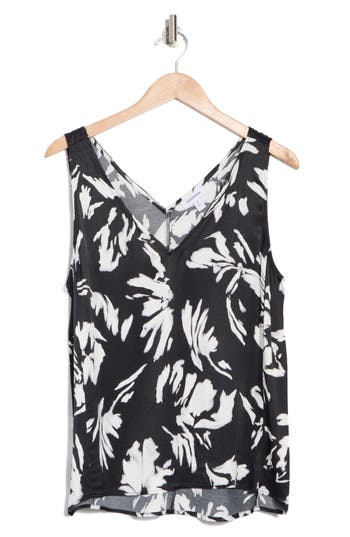 Nordstrom Double V-neck Tank In Black Salvage Floral