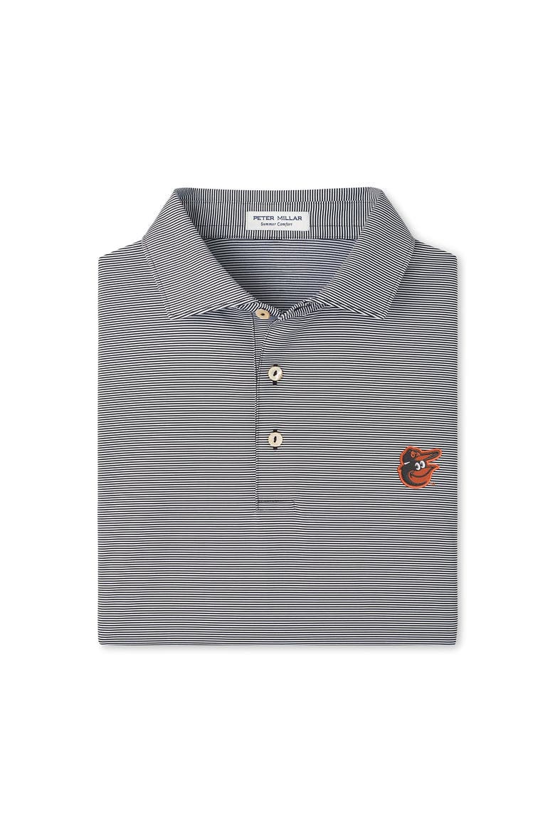 Men's Peter Millar Black Baltimore Orioles Jubilee Stripe Stretch Jersey Polo, Main, color, Black