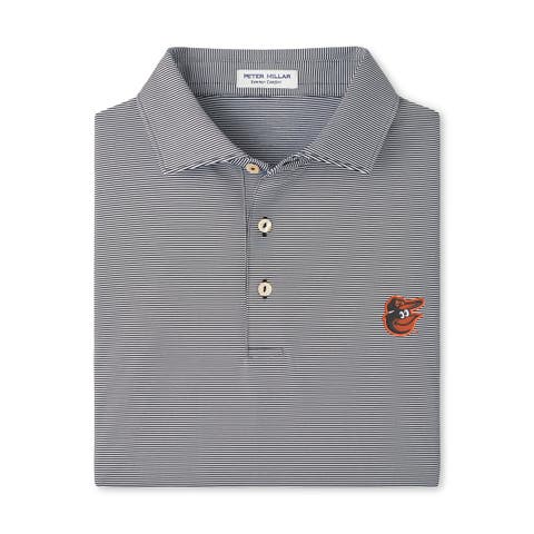 Men's Peter Millar Black Baltimore Orioles Jubilee Stripe Stretch Jersey Polo