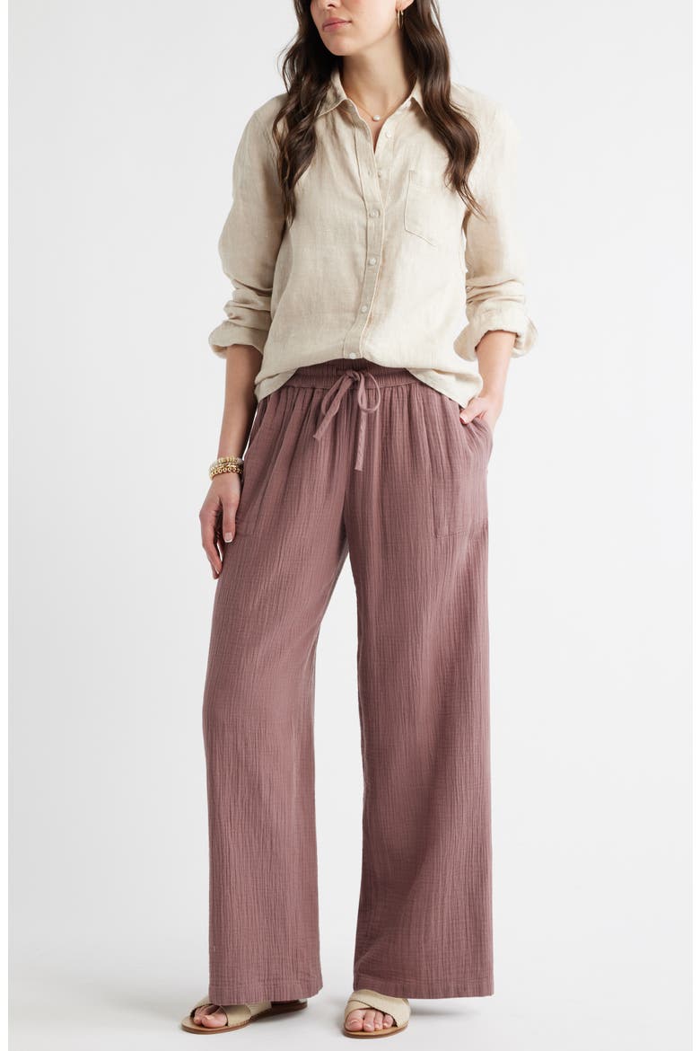 Wide Leg Gauze Pants, Alternate, color, PURPLE TAUPE