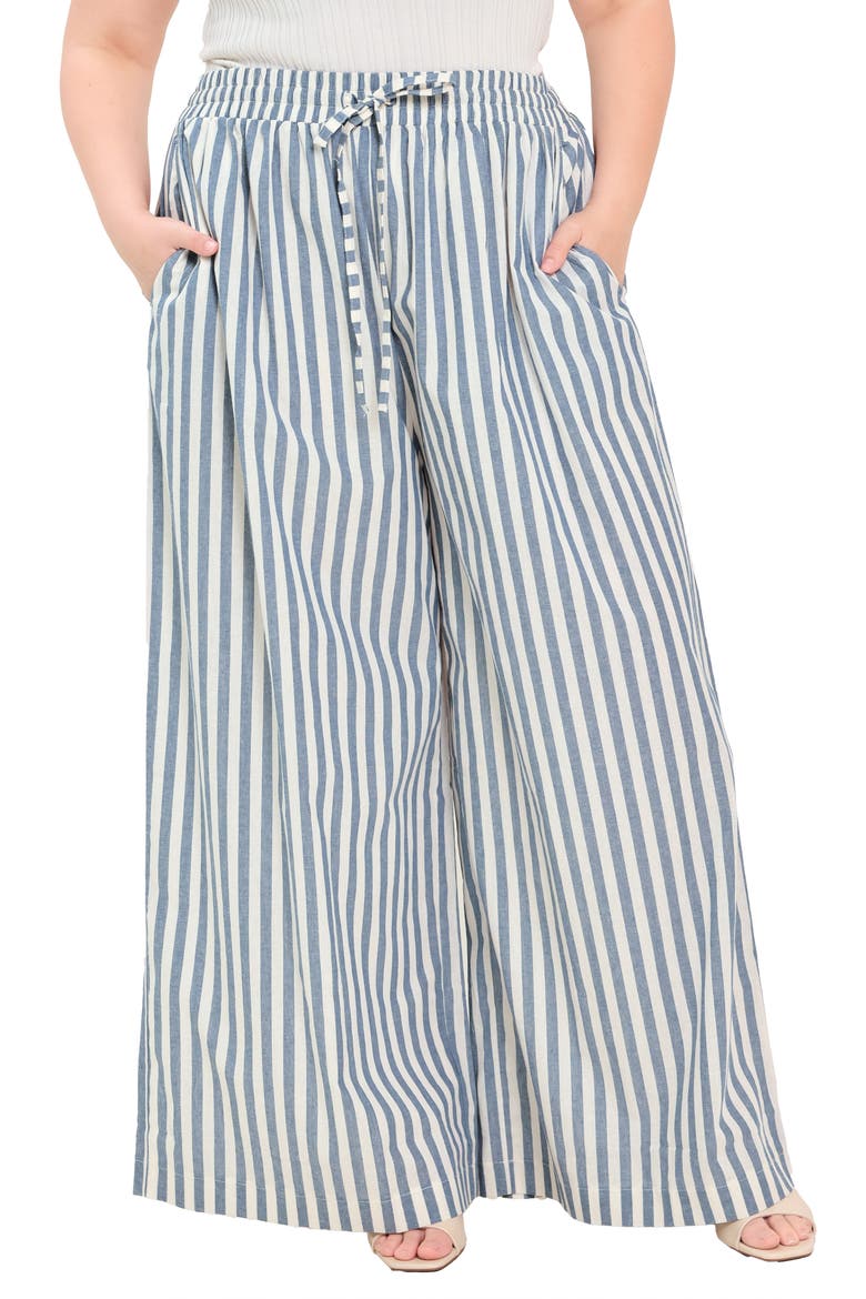 Striped Relaxed Wide Leg Pants, Main, color, BLUE/ NATURAL