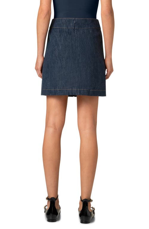 Akris Punto Pleated Denim Miniskirt In Navy Denim