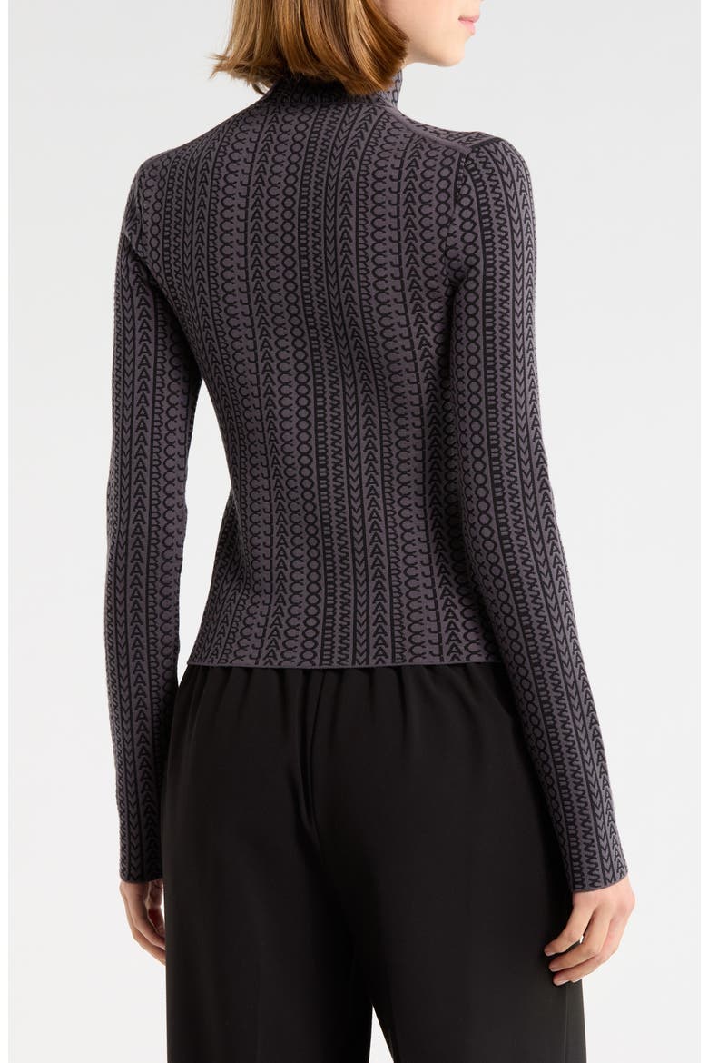 Monogram Knit Mockneck Top, Alternate, color, BLACK/CHARCOAL