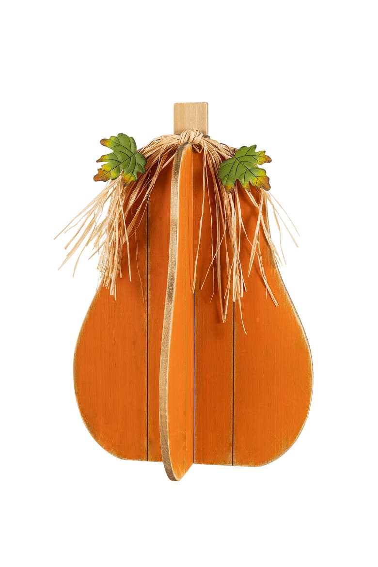 Fall Wood Interlocking Pumpkin Porch Decor, Main, color, Orange
