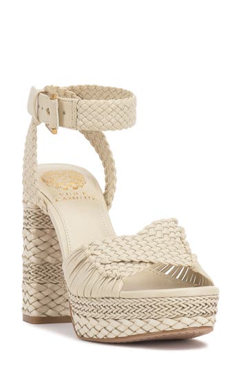 Vince Camuto Pessa Ankle Strap Platform Sandal In White
