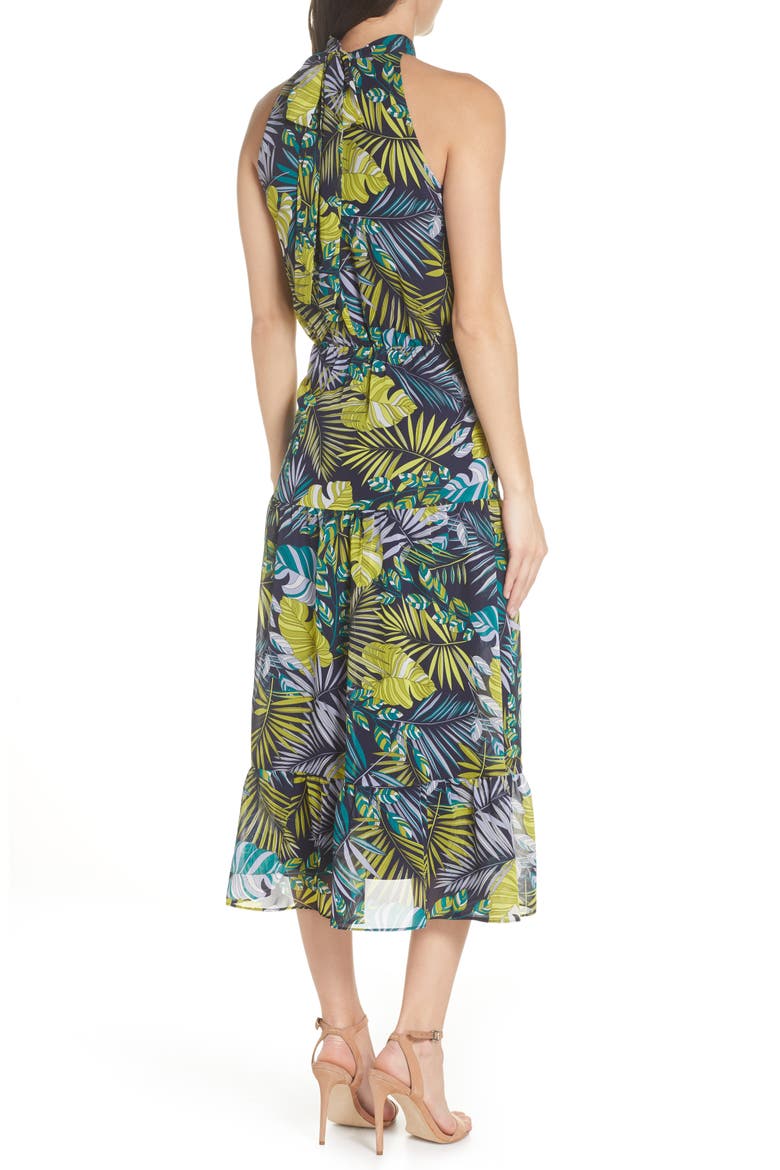 Tropics Chiffon Midi Dress, Alternate, color, GREEN MULTI