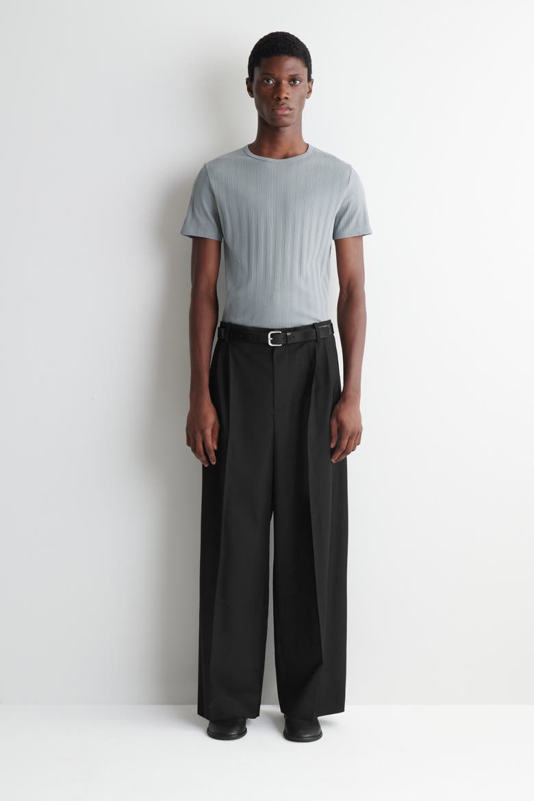 Slim-fit Wide-rib Cotton T-shirt, Alternate, color, GRAY