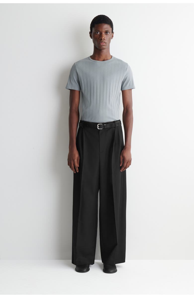 COS Slim-fit Wide-rib Cotton T-shirt, Alternate, color, Gray