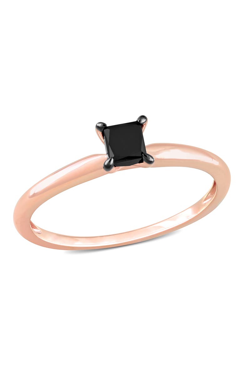 Black Diamond Solitaire Engagement Ring 10k, Main, color, 10k Rose Gold