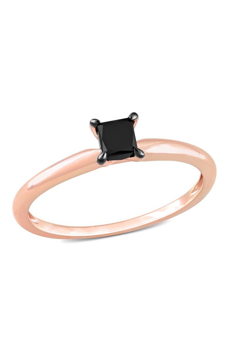 Julianna B. Black Diamond Solitaire Engagement Ring 10k, Main, color, 10K Rose Gold