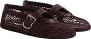 Alaïa Croc Embossed Leather Mesh Mary Jane