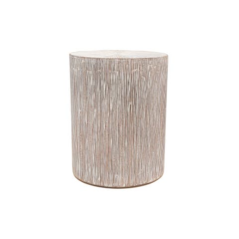 Hand Carved Wooden Stool Side Table