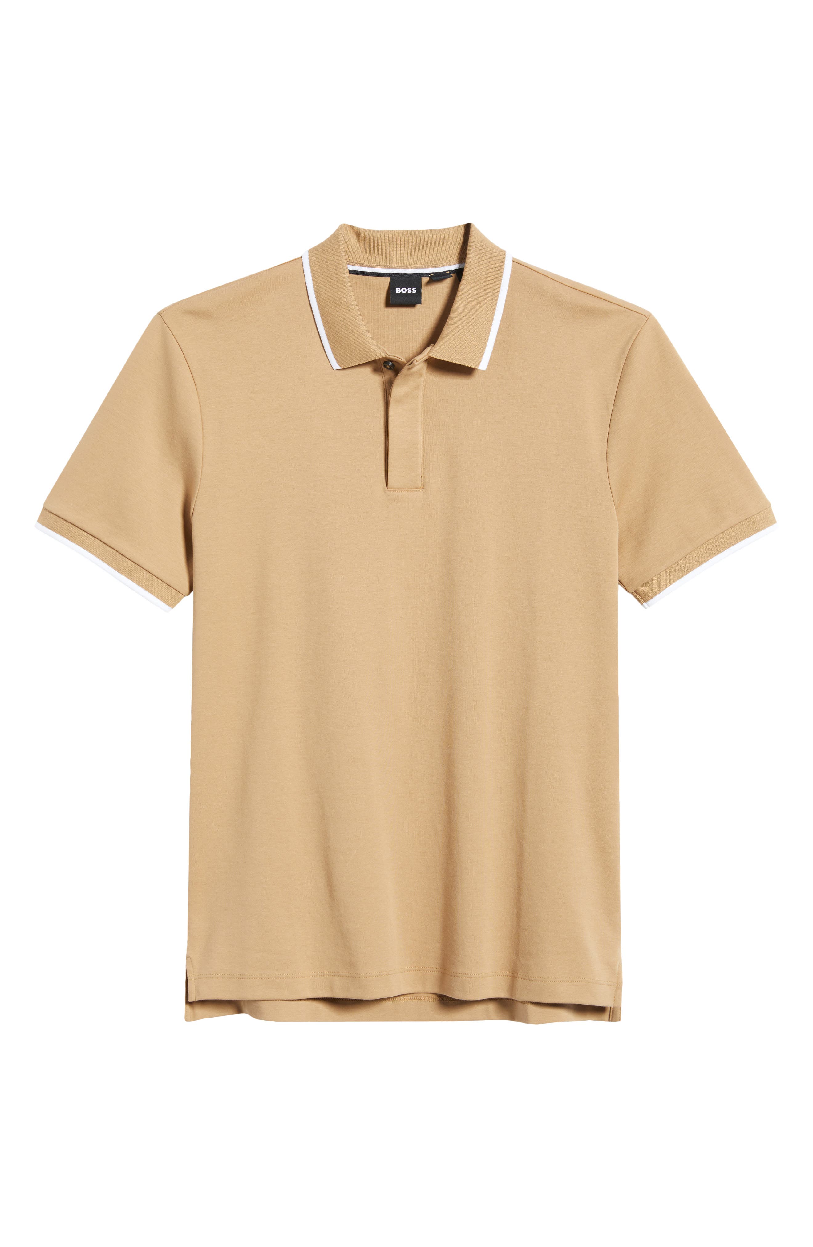Hugo Boss Boss Parlay Tipped Cotton Polo In Brown