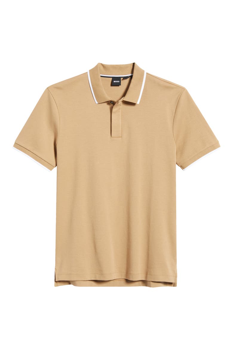 Parlay Tipped Cotton Polo, Main, color, MEDIUM BEIGE