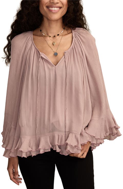 Ruffle Chiffon Trapeze Top