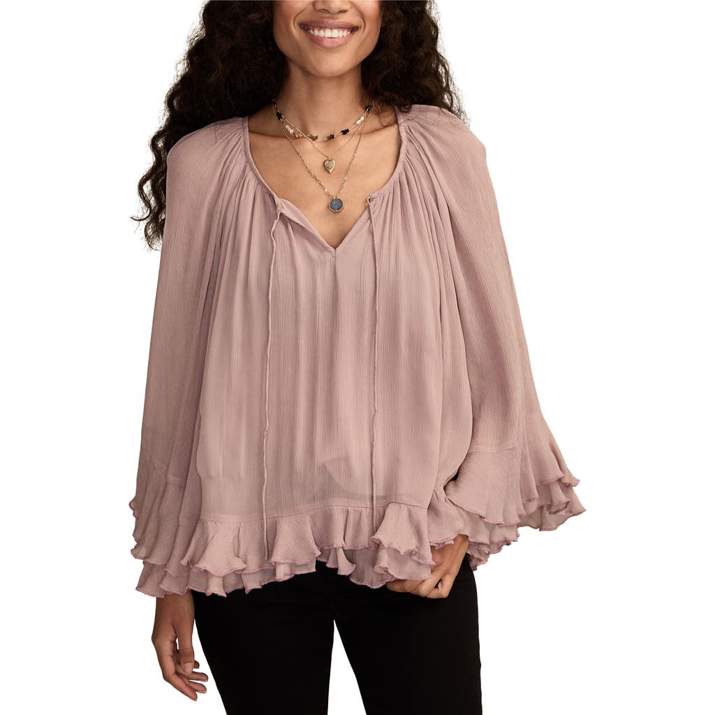 Lucky Brand Ruffle Chiffon Trapeze Top In Pink