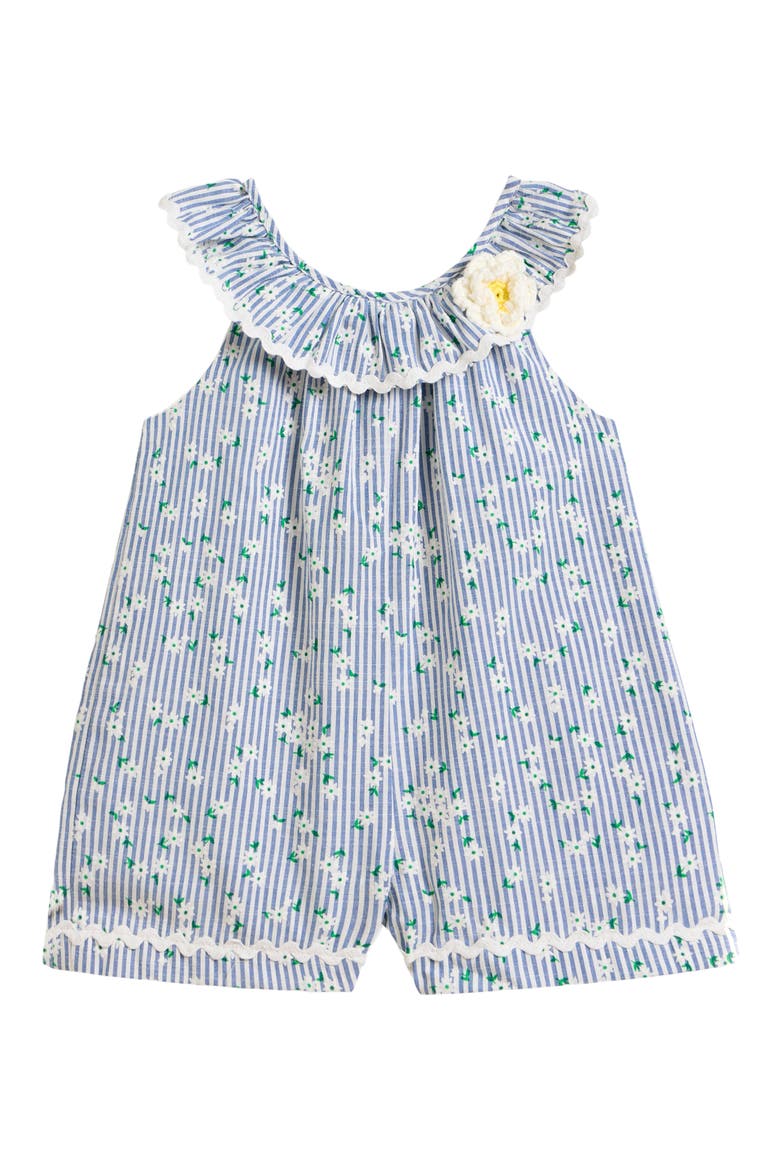 Kids' Lisa Daisy Stripe Romper, Main, color, BLUE/ WHITE