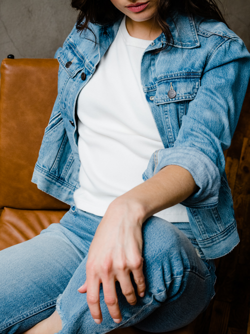 Able The Bailey Jacket In Light Blue Wash