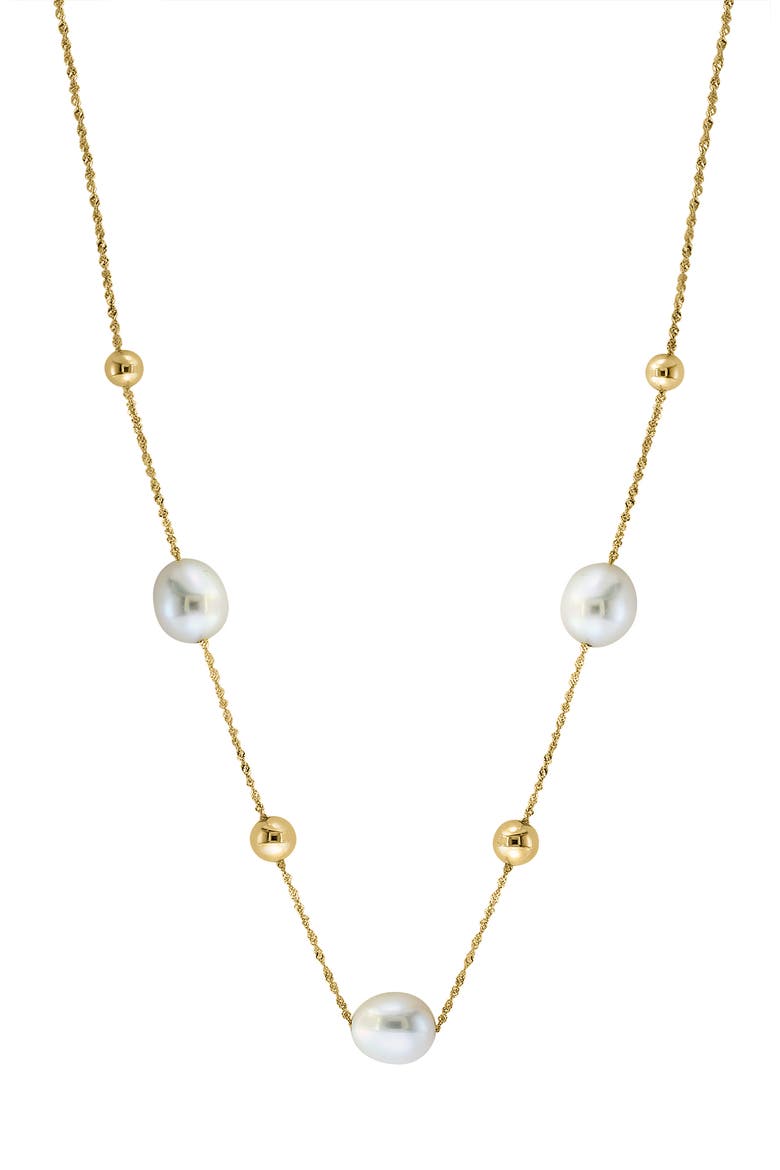 14Ky ,Fresh Water Pearl Necklace, Main, color, Hematite and FW Blush Pearl
