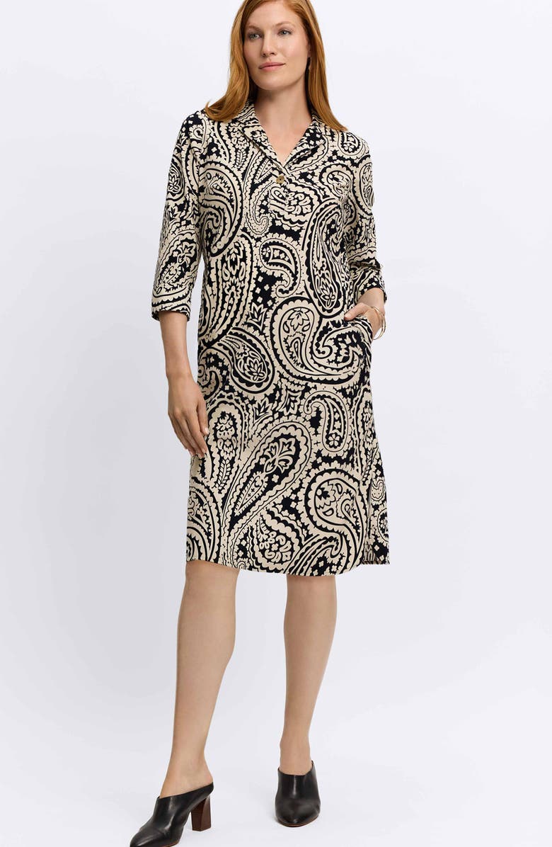 Foxcroft Sloane Paisley Shirtdress, Alternate, color, Black/ White