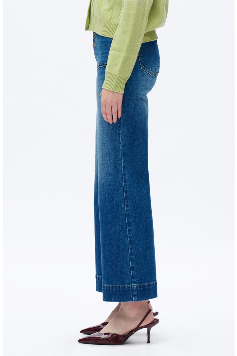 Exposed Button High Waist Wide Leg Jeans, Alternate, color, MEDIUM BLUE