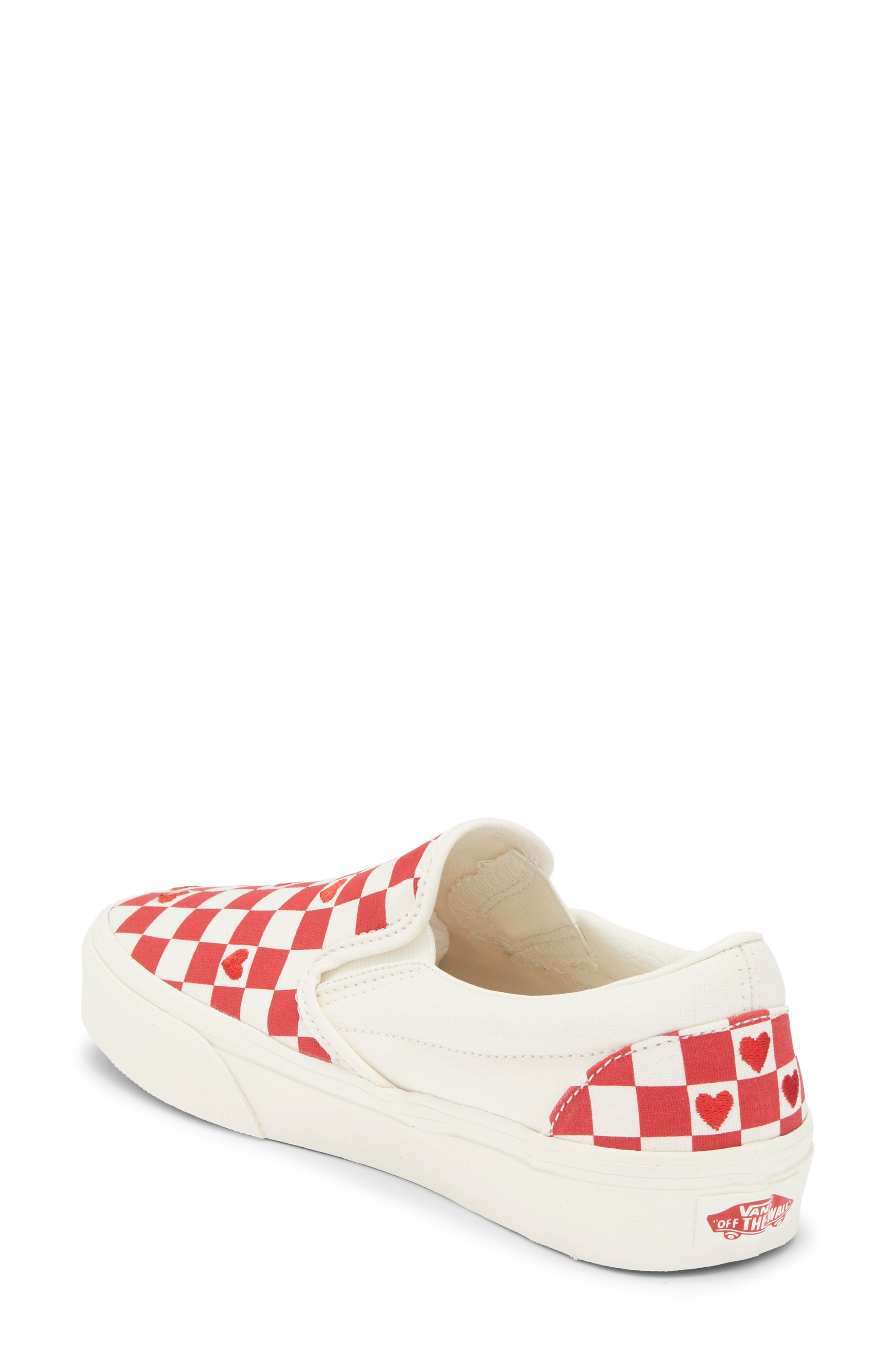 Classic Slip-On Stackform Sneaker, Alternate, color, CHECKERBOARD HEARTS CRIMSON