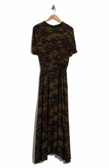 Smocked Waist Short Sleeve Long Dress