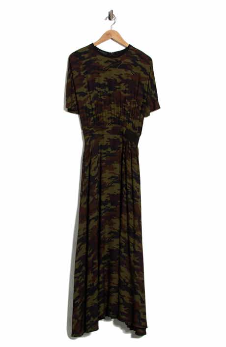 Smocked Waist Short Sleeve Long Dress