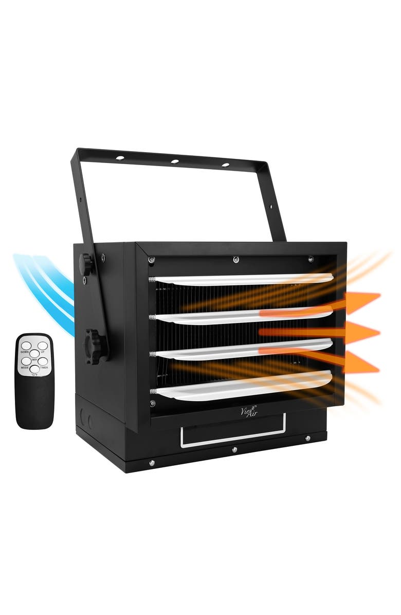 Vie Air 7500W Portable Hard-Wire Installation Garage Heater with Remote and Vertical and Horizontal Air Flow, Main, color, Black