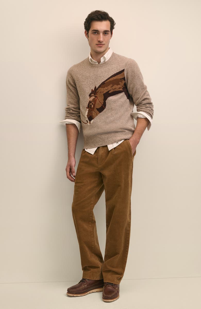Brooks Brothers Wool Sweater, Alternate, color, Neutral Horse Intarsia