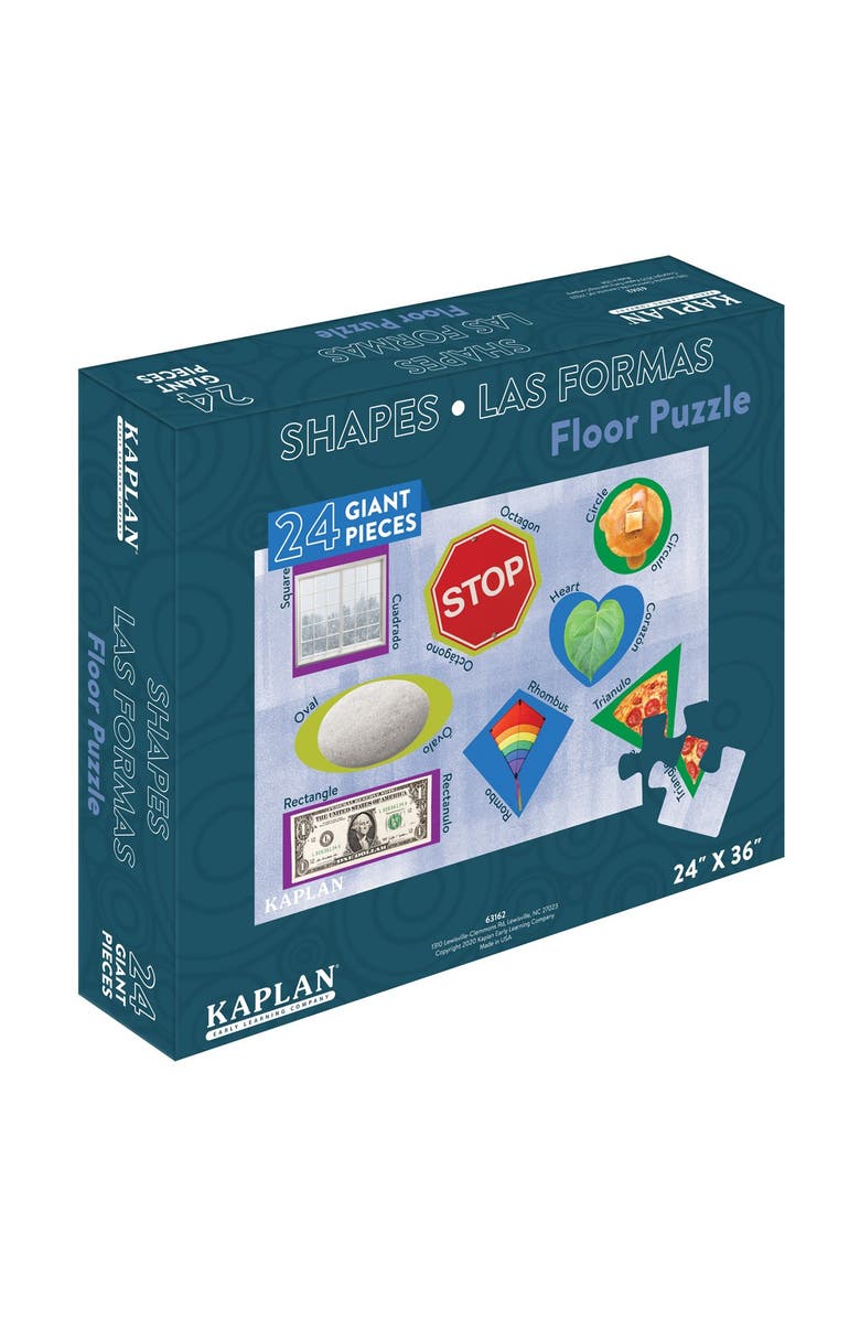 Kaplan Early Learning Company Shapes - Las Formas - Bilingual Floor Puzzle - 24 Pieces, Alternate, color, Blue