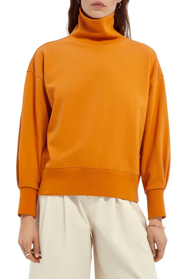 Cowl Neck Sweatshirt, Main, color, 0838-SUNSET ORANGE