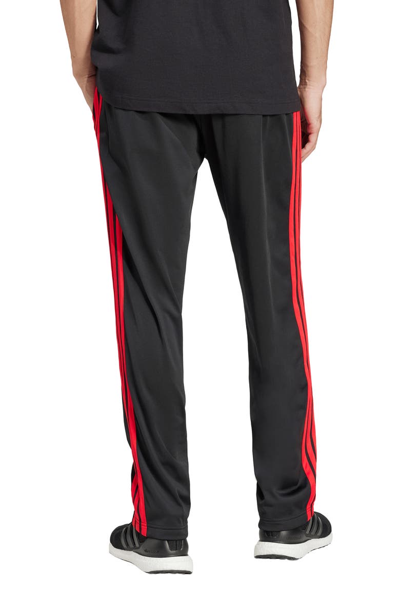 Essentials 3-Stripes Track Pants, Alternate, color, BLACK/ PURE RUBY