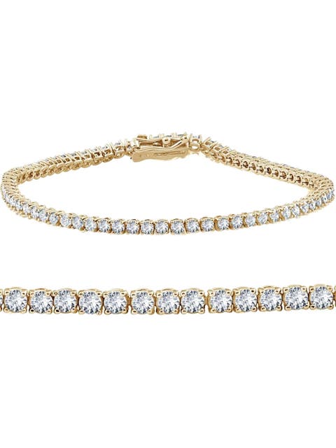 3 Ct Lab Grown Diamond Tennis Bracelet 7" 14k Gold