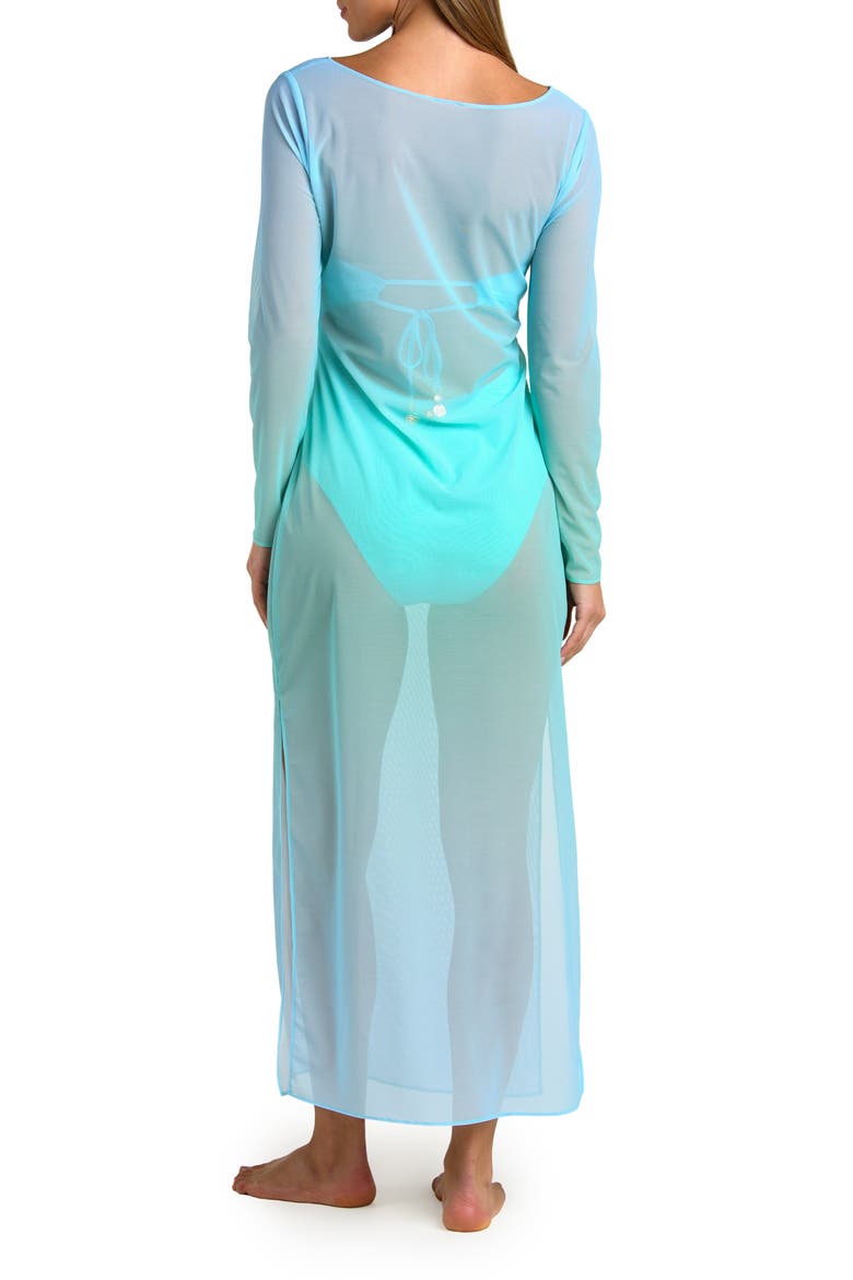 Ombré Illusions Sheer Long Sleeve Cover-Up Maxi Dress, Alternate, color, SEAFOAM