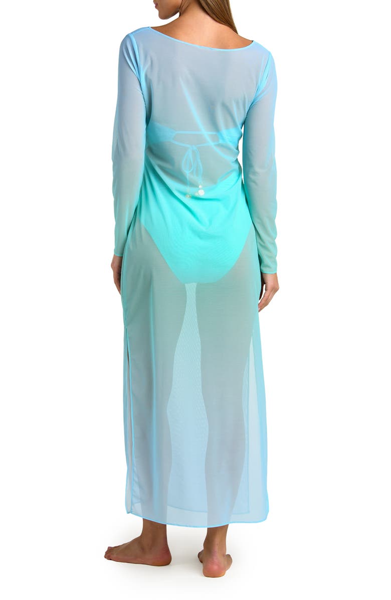 Sunshine 79 Ombré Illusions Sheer Long Sleeve Cover-Up Maxi Dress, Alternate, color, Seafoam