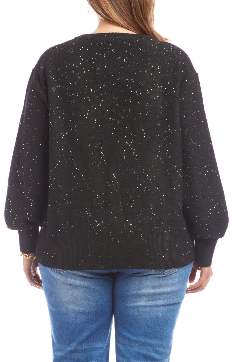 Karen Kane Sequin V-Neck Sweater, Alternate, color, Black