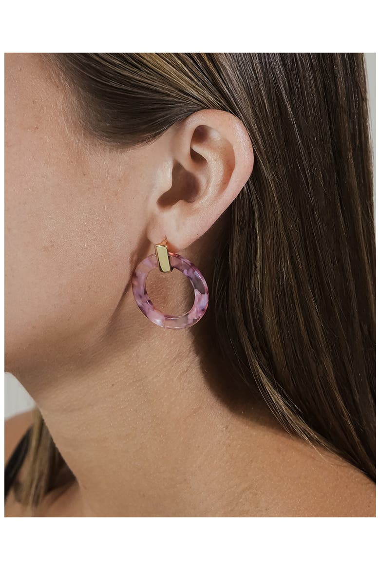 Raspberry Resin Circle Drop Earrings, Alternate, color, RED