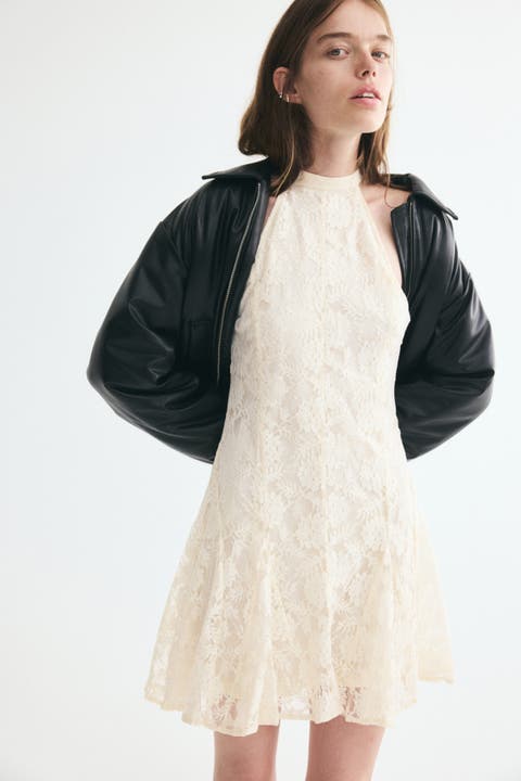 Lace Dress With Godet Pleats